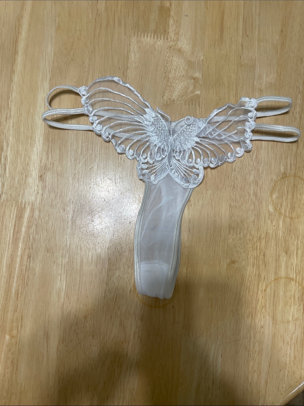 Native White Butterfly Lace Thong Panty
